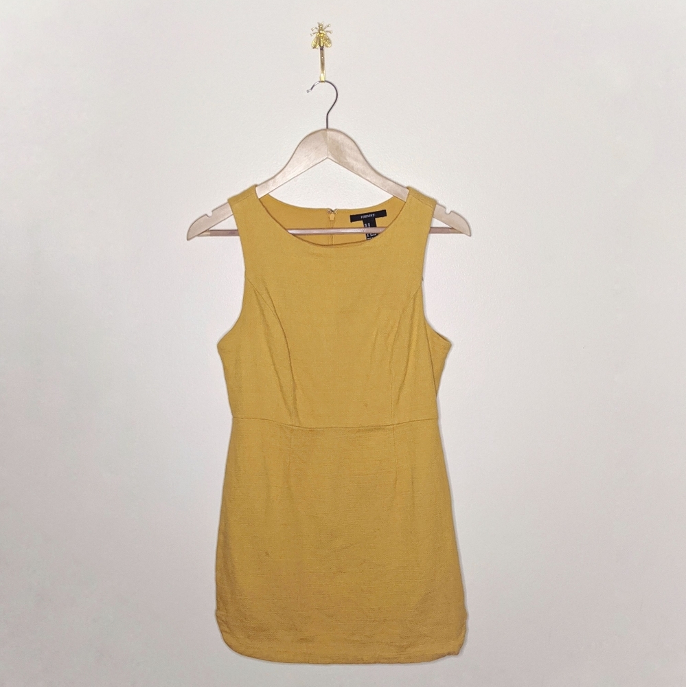 Forever 21 Mustard Yellow Tweed Mini Dress Size  M